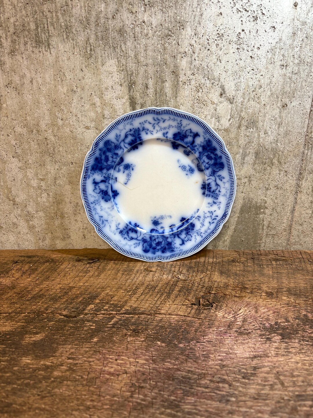 英国アンティーク19世紀 ジョンソンB ノルマンディーフローブルー皿 Johnson Brothers Richmond Flow Blue Plate, England, Antique