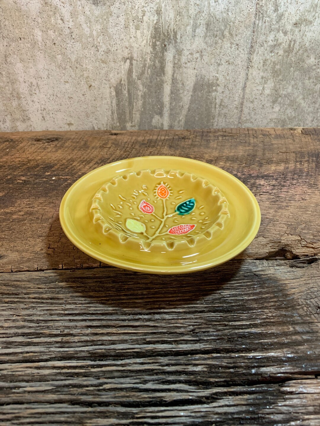 Retro Ashtray Ceramic Ashtray MCM Ashtray Yellow Ceramic Etsy