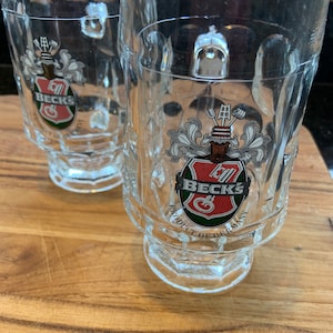 Beck&#39;s Beer Mug, Vintage Beer Mug, Beck&#39;s Mug, German Beer Mug, Collectible Mug, Beer Glass, Man Cave Gift, Beer Mug, German Beer Mug