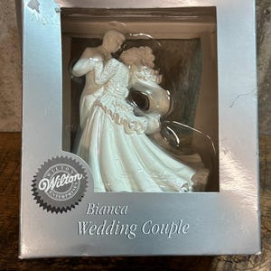 Vintage Wilton Bianca Hochzeitstorte Topper, 1998, Gips Paar