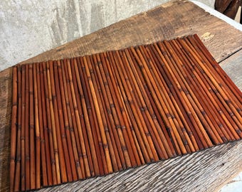 Thick Bamboo Placemat, Boho Decor, Tiki Bar Placemat, Retro Barware, Retro Entertaining, Woven Bamboo Mat, Serving Mat