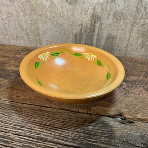 Vintage Wooden Bowl, Primitive Folk Art, Wooden Bowl, Wood Fruit Bowl, Hand Painted Fruit Design,Painted Bowl, Country Kitchen, Farmhouse
