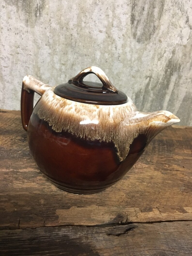 Vintage McCoy Brown Drip-tekanna, samlarkeramik, stengods från mitten av århundradet bild 4