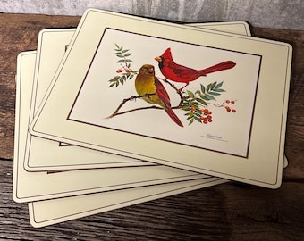 Manteles individuales con diseño de pájaro Pimpernel, reverso de corcho, juego de 4, manteles individuales ingleses