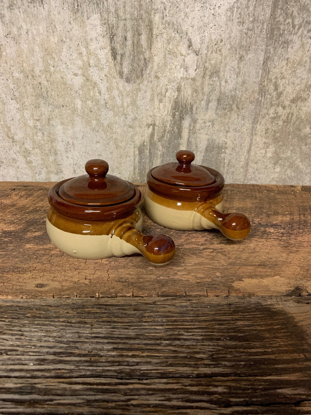 Clay Soup Bowl Stoneware Crock Brown Drip Bowls Mid Century Etsy