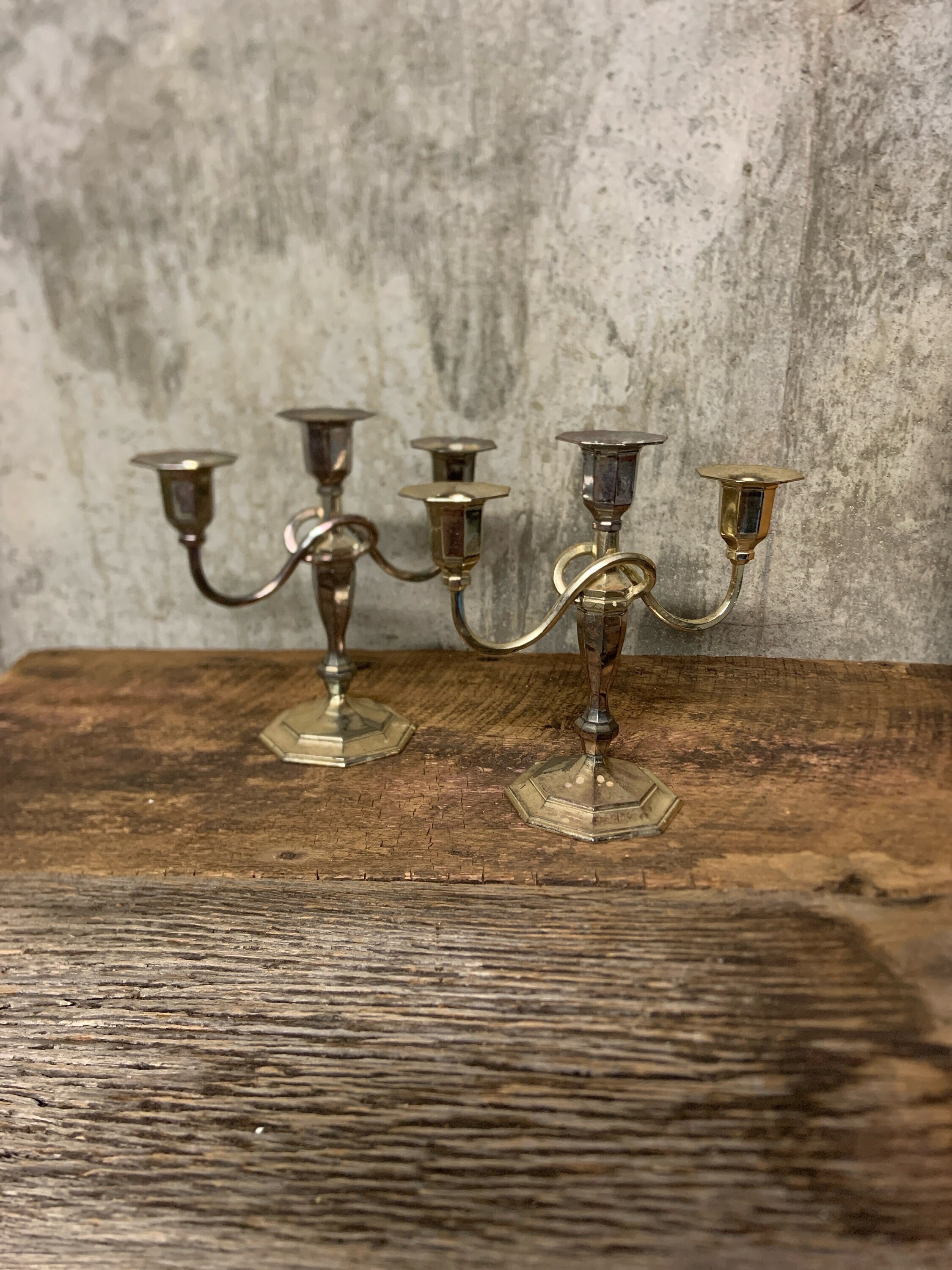 Vintage Solid Brass Short Candelabra Candle Holder see pictures