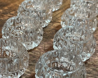Vintage Crystal Salt and Pepper Cellars, 8 Miniature Glass Bowls, Formal Dining, DYI Small Bowls