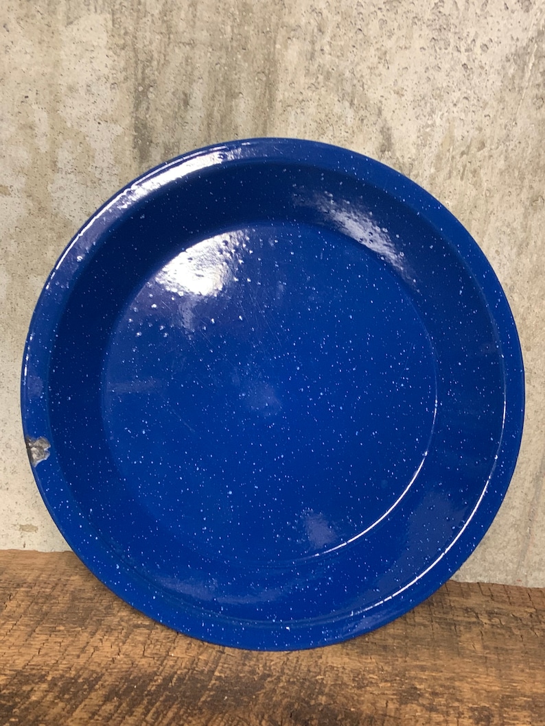 Pie Pan Blue Speckled Enamel Enamelware Enamel Pie Pan Etsy