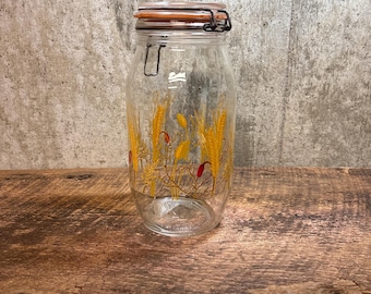 Arcoroc Wheat Glass Jar, Wire Bale Clamp, 2 Liter, Farmhouse Decor