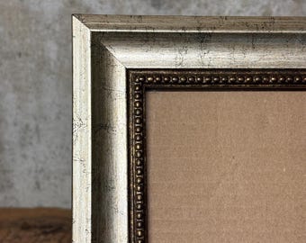 Marco de fotos de madera pintada de peltre antiguo, con detalles tallados, para mesa, galería de pared