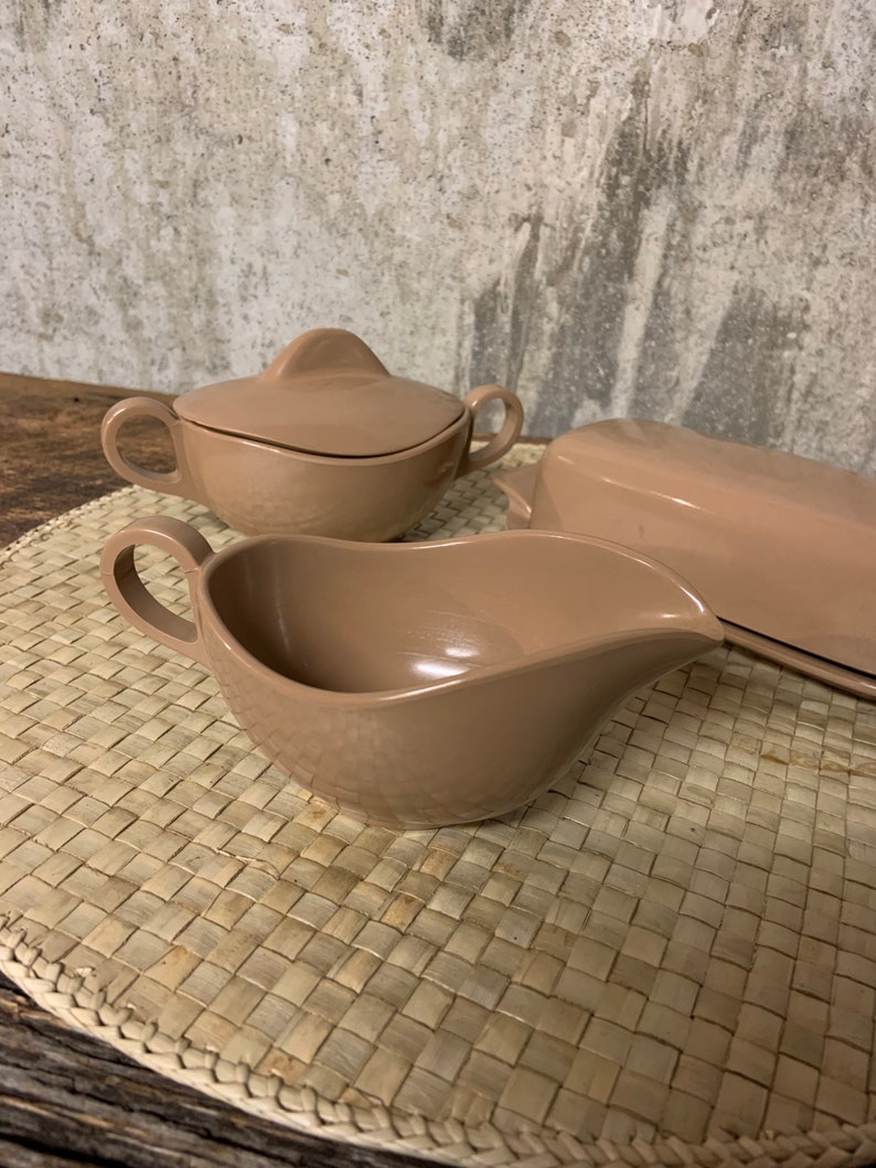 Brown Melmac Melmac Butter Dish Melmac Creamer Melmac Sugar Etsy