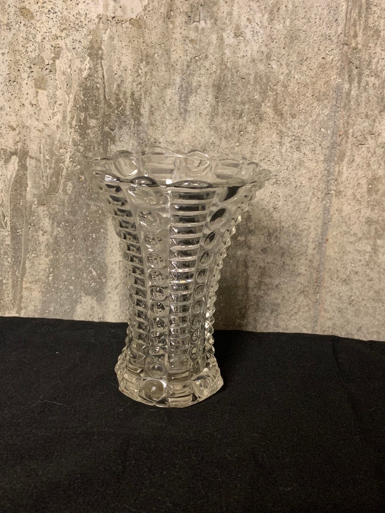 Vintage Tulip Vase Pressed Glass Vase Small Vase Bubble Etsy