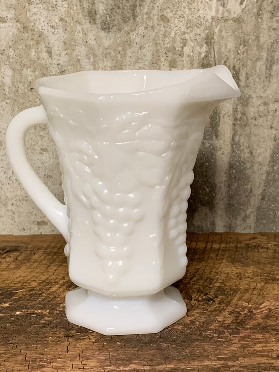 Milk Glass Flower Vase, Milk Pitcher, Milk Glass Vase, Flower Vase