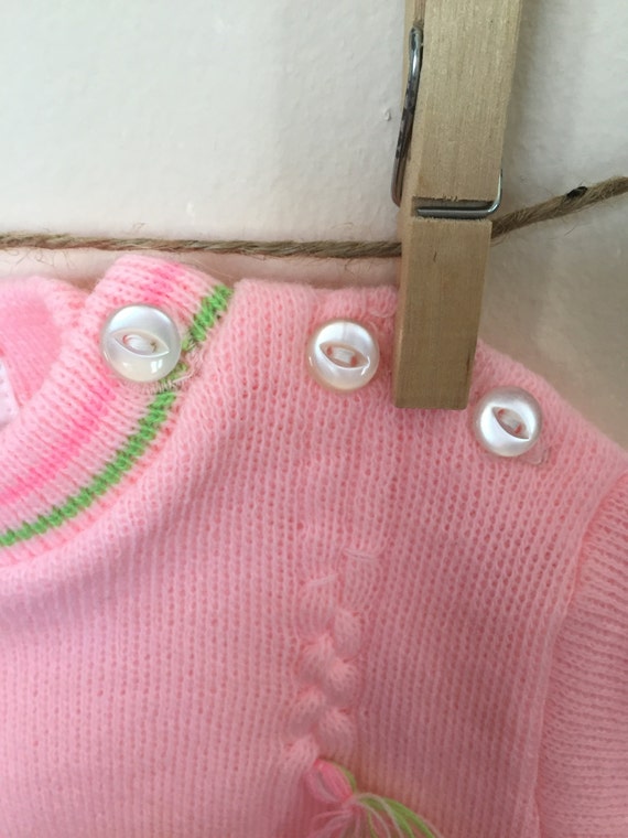 Vintage Baby Sweater, Pink Knit, Baby Girl Top, 1… - image 5