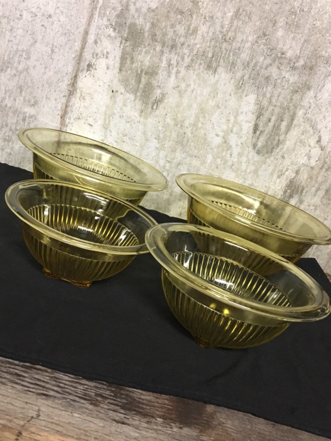 Gold Glass Bowls Federal Glass Mixing Bowls Depression Etsy