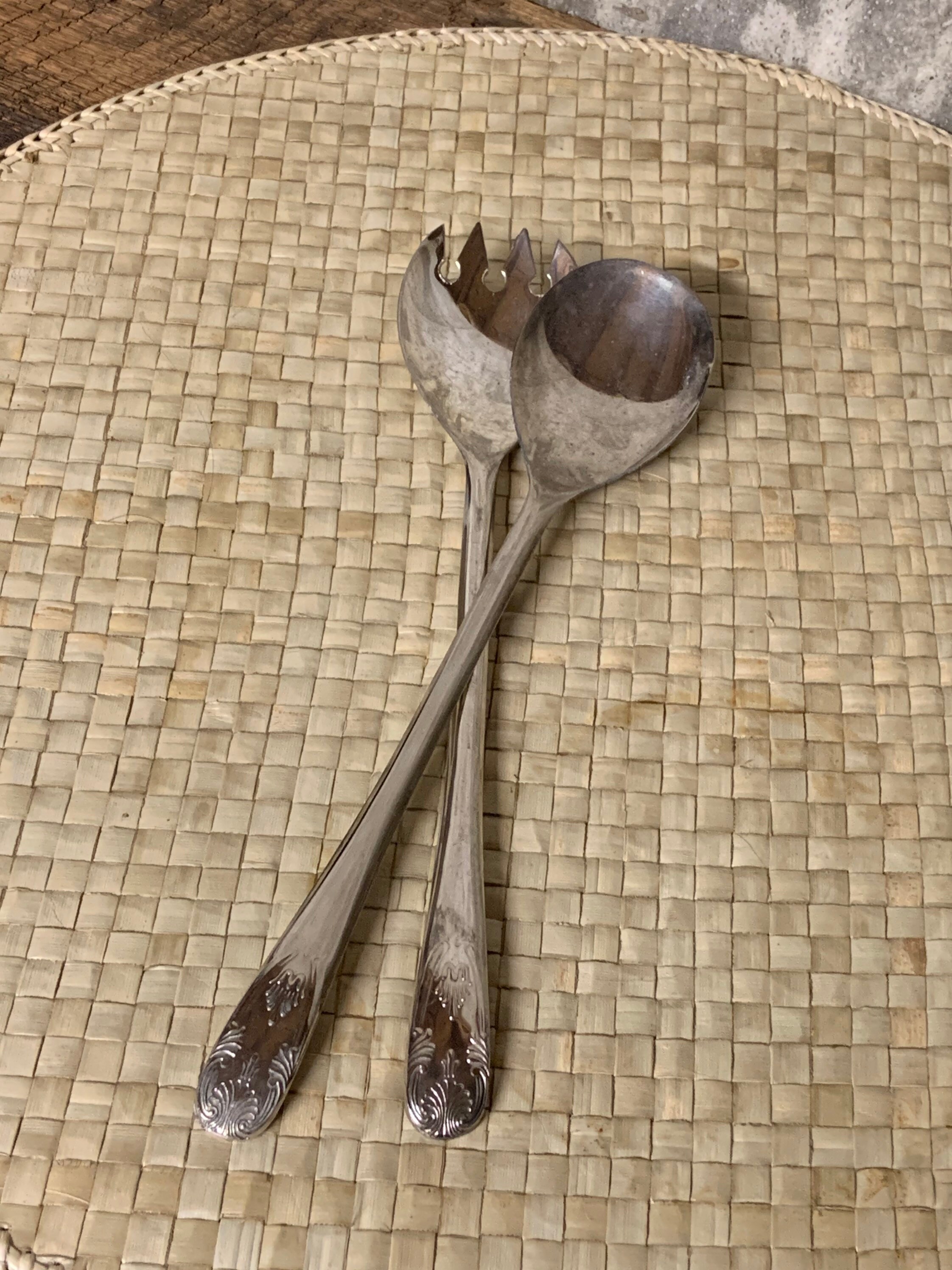 salad spoon salad fork serving cutlery Salad servers silver plated