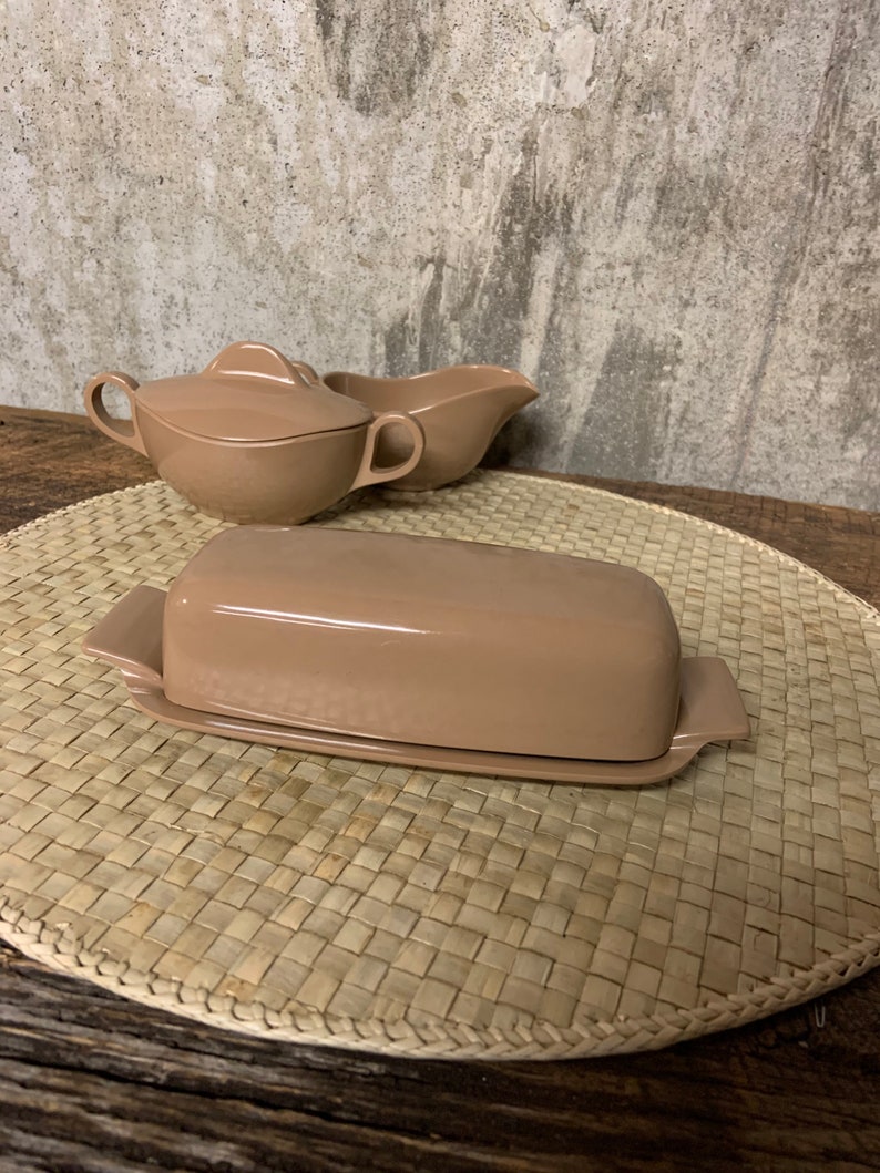Brown Melmac Melmac Butter Dish Melmac Creamer Melmac Sugar Etsy