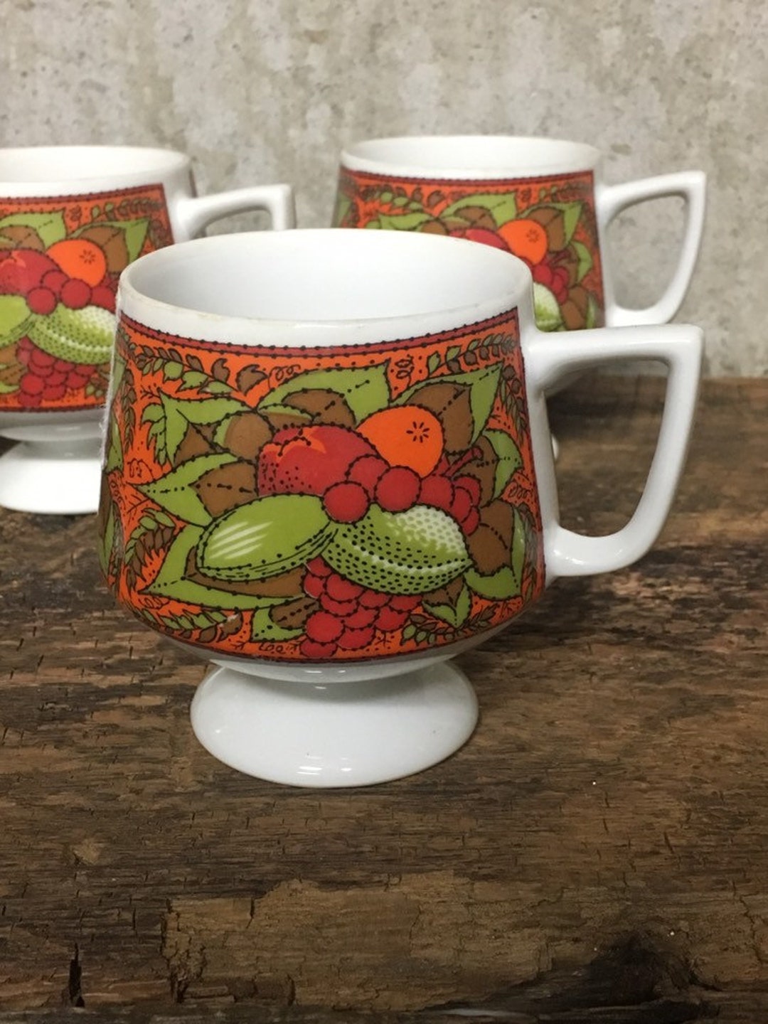 MCM Mod Coffee Cups, Pedestal Coffee Cups, Groovy Coffee Mugs, 1960s