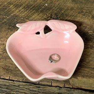 Vintage Pink Apple Trinket Dish, Hoenig Of California, MCM Pottery