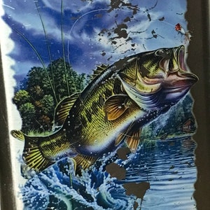 Silver Flask, Jon Q Wright, Fish Art, Stainless Steel Flask, Vintage Barware, Man Cave, Mans Gift, Vintage Drinkware, Whiskey Flask