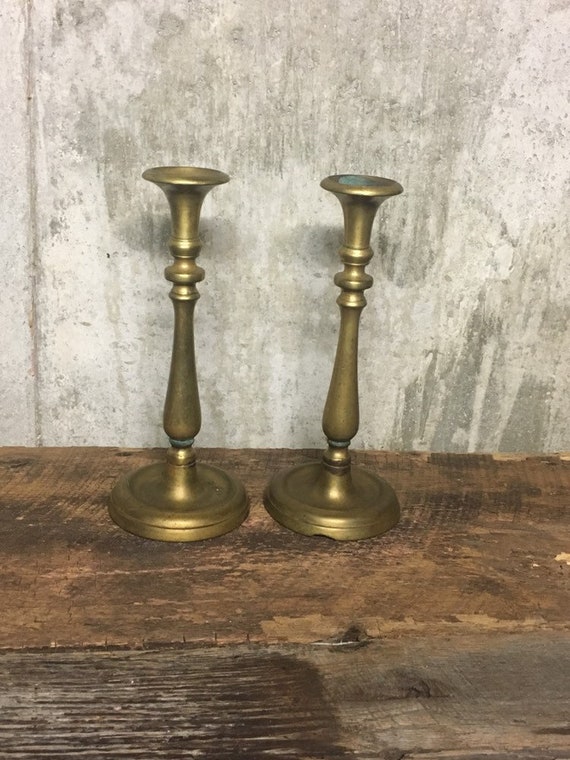 Vintage Cast Brass Pillar Candle Stick Holder 12 Tall Candle