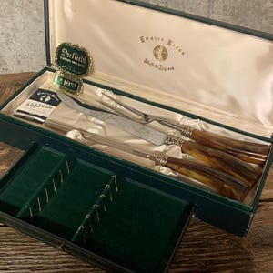 Sheffield Stainless Carving Set, Empire Brand, Stainless Carving Set, Rustic Cabin, Farmhouse, Made in England, Bakelite Handle