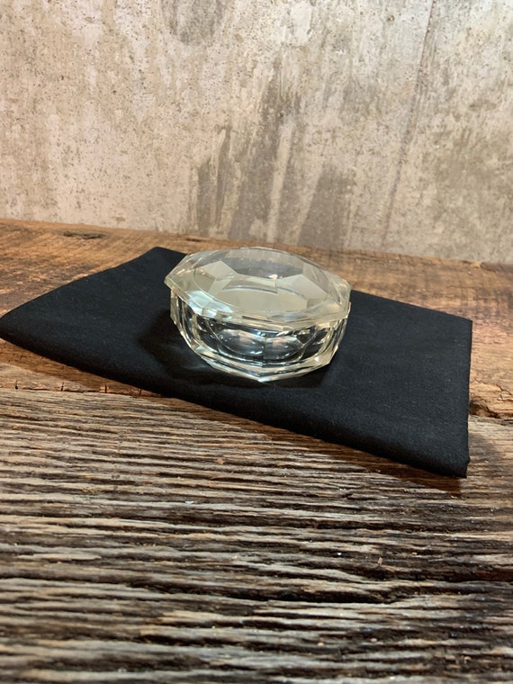Vintage Lead Crystal Faceted Octagon Trinket Dish,