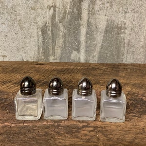 Salt and Pepper Shakers, Glass Shakers, Silver plate Shakers, Condiments, Formal Tableware, Mid Century Dining, Individual Salt Shaker