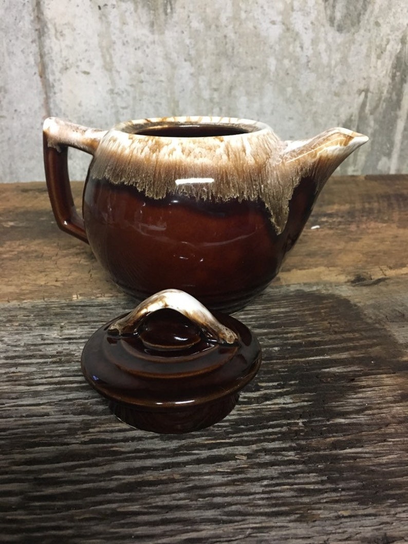 Vintage McCoy Brown Drip-tekanna, samlarkeramik, stengods från mitten av århundradet bild 6