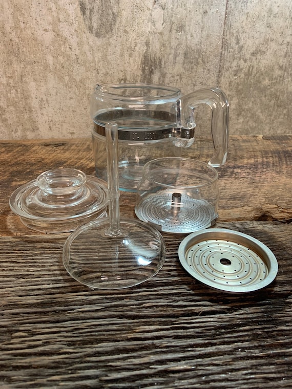Pyrex 7754 B Percolator Stovetop Glass Coffee Pot 2-4 Cup Complete USA  Vintage