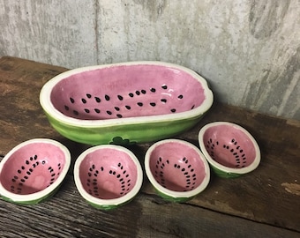 Watermelon Set, Ceramic Watermelon Bowls, Watermelon Bowl, Handmade Ceramic, Summer Ceramic Set, Summer Fruit Bowl, Picnic Bowls, Picnic Set