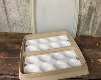 Bandeja para huevos Tupperware, soporte para huevos Tupperware, recipiente para huevos rellenos, bandeja para huevos de Pascua, soporte para huevos de Pascua, bandeja para refrigerador, Tupperware, almacenamiento de alimentos