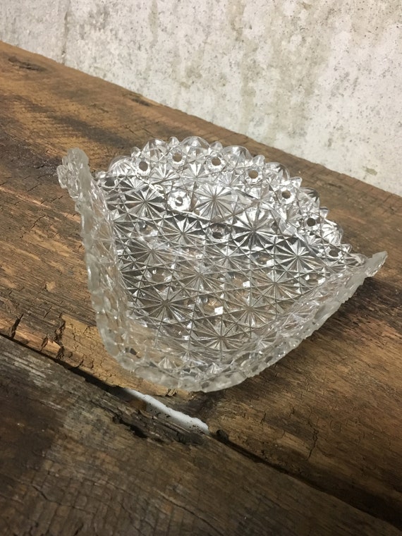 Vintage Clear Glass Bowl, Clear Pressed Glass, Can