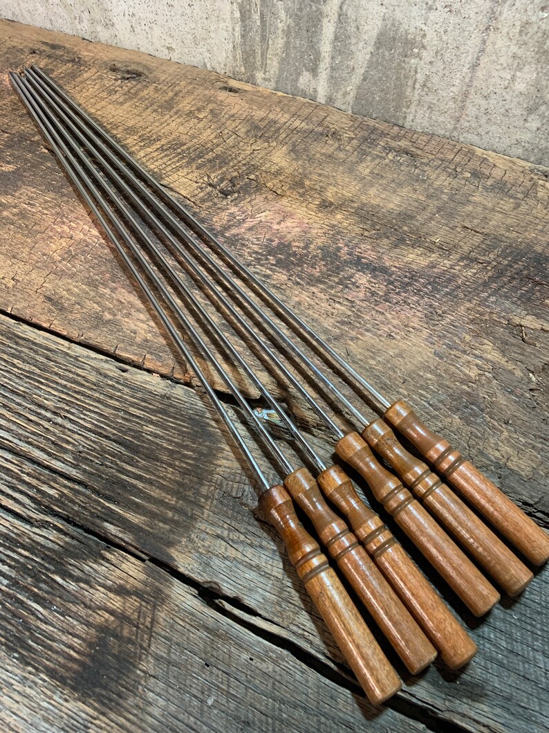 Shish Kabob Skewers Wood Handle Skewers Metal/wood Skewers Etsy