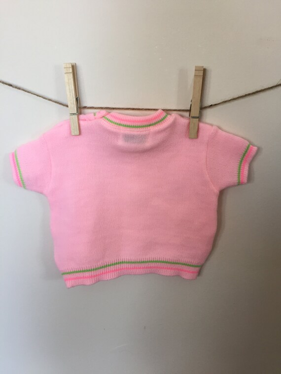 Vintage Baby Sweater, Pink Knit, Baby Girl Top, 1… - image 3