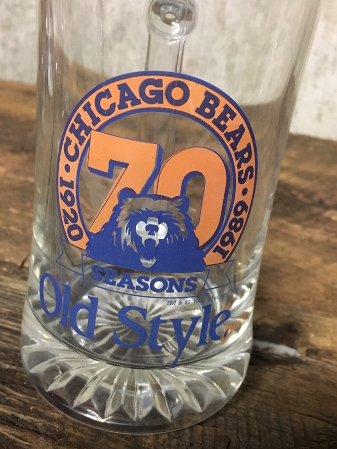 Chicago Bears Glass, Old Style Football Mug, Collectible Sports Glass