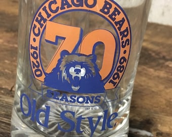 Chicago Bears Football Glass, Old Style Beer Mug, 12oz Sports Collectible