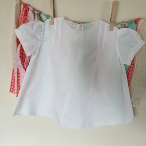 Vintage Sheer White Baby Dress, Embroidery, Pleated, 1940s