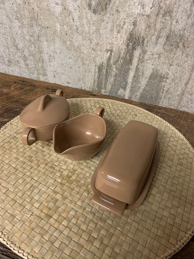 Brown Melmac Melmac Butter Dish Melmac Creamer Melmac Sugar Etsy