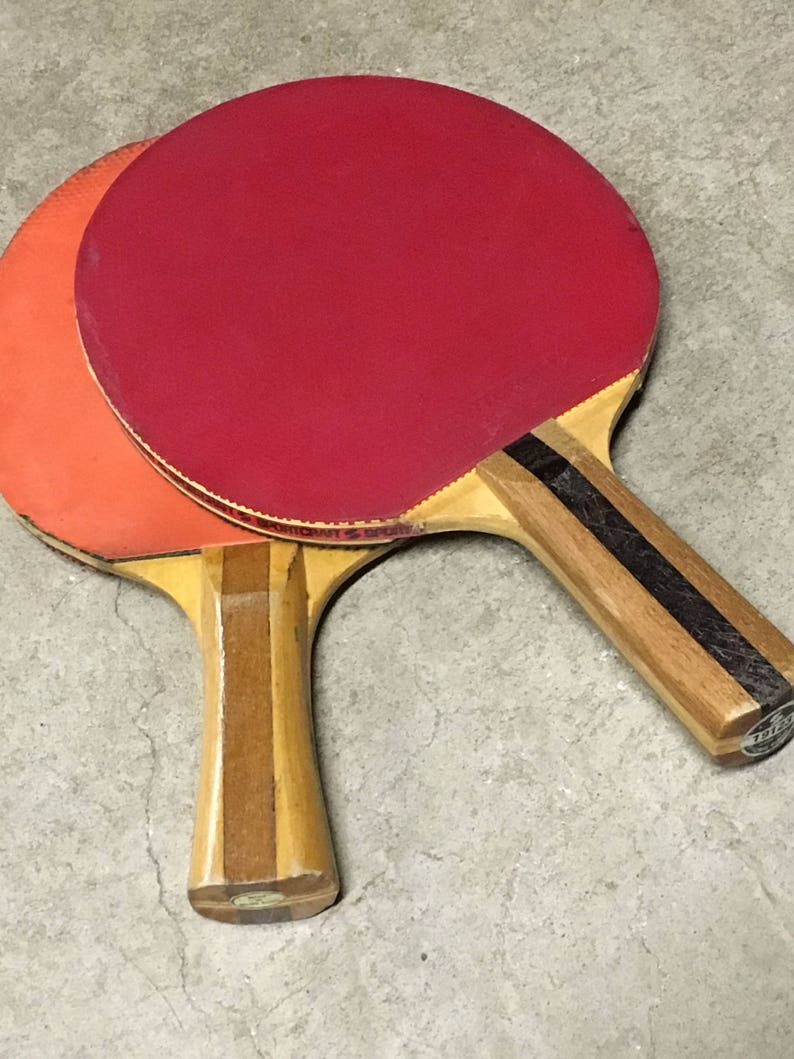 Ping Pong Paddles Table Tennis Paddle Wooden Sports Decor Athletic Man Cave Boys Room Game Retro