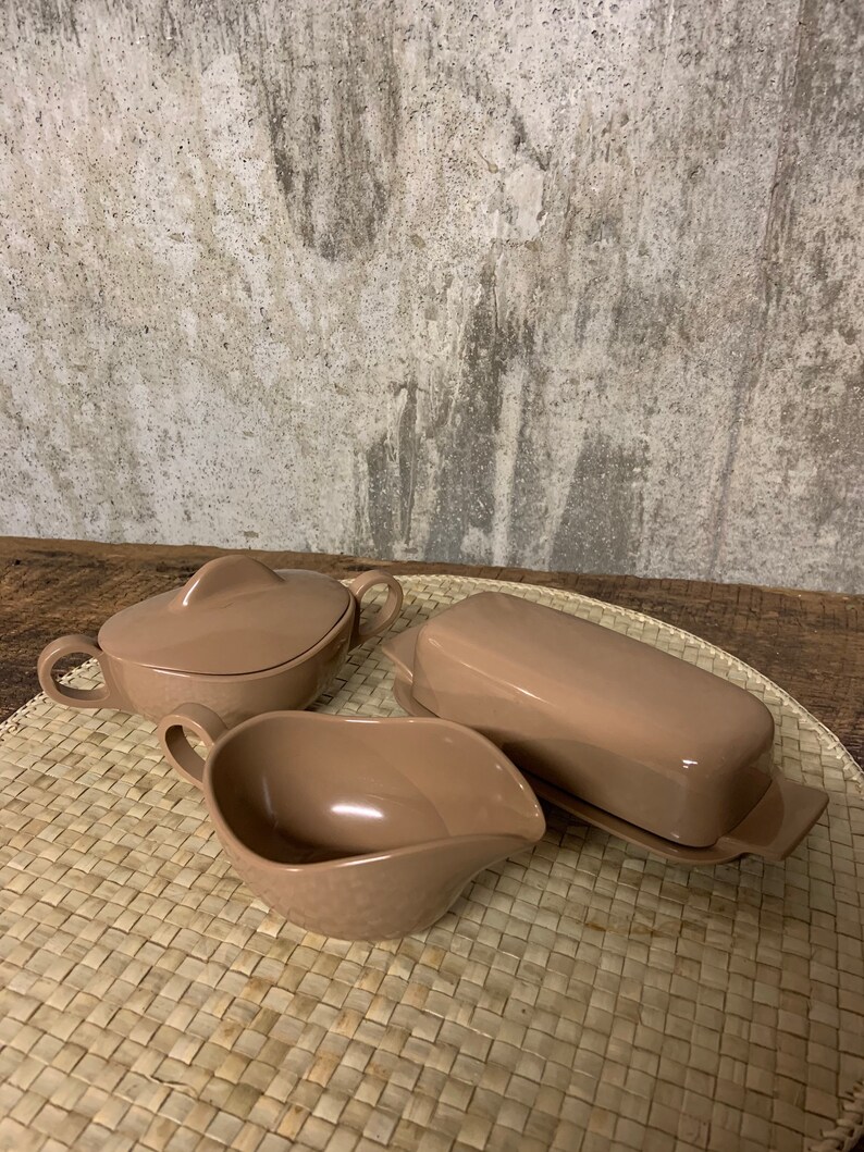 Brown Melmac Melmac Butter Dish Melmac Creamer Melmac Sugar Etsy
