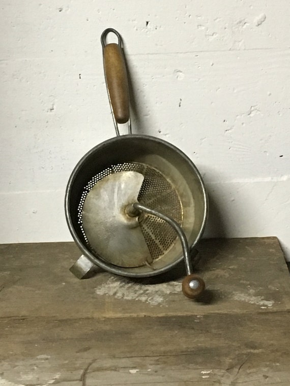 Vintage Foley turquoise aluminum food mill grinder ricer potato masher