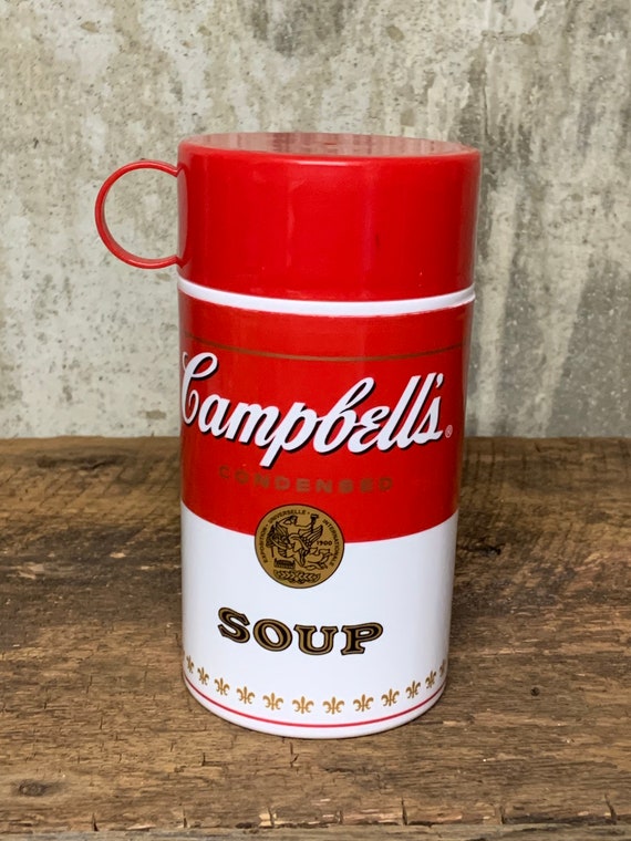 Campbell's Soup Thermos, Red and White Thermos, Soup Thermos, Drink Thermos,  Lunch Thermos, Childs Thermos, Plastic Thermos 