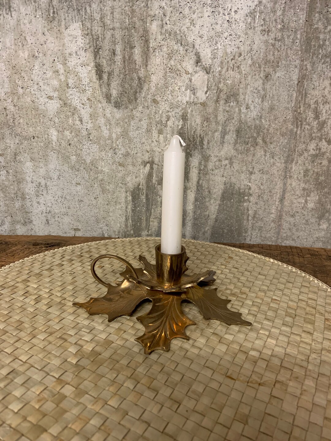 Brass Holly Candle Holder Brass Holly Brass Candlestick Etsy