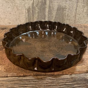 Quiche Pan, Handmade Pie Plate, Quiche Dish, Pottery Dish, Clay Quiche Pan, Country Kitchen, Farmhouse   Cooking, Brown Pie Plate