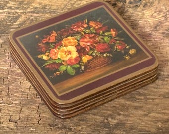 Posavasos de Inglaterra, 5 posavasos para bebidas, juego de posavasos Pimpernel, posavasos florales ingleses, posavasos con base de corcho, decoración inglesa para el hogar