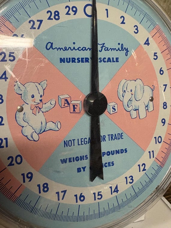 American Family Nursery Scale, Retro Baby Scale, Mid Century