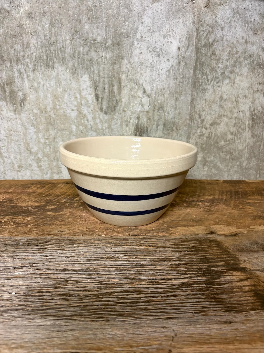 Thomas Ransbottom Vintage Robinson Ransbottom Blue Stripe Stoneware Mixing Bowl, 10-inch ...
