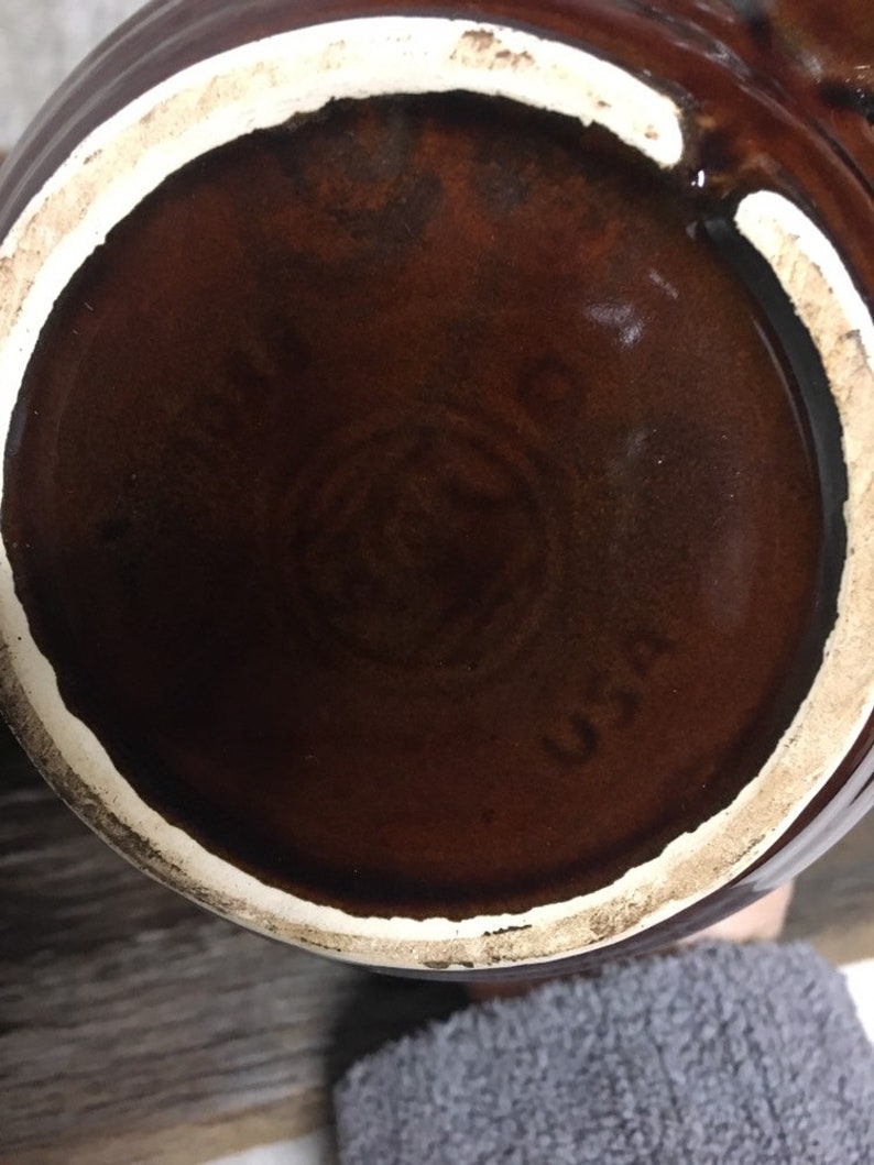 Vintage McCoy Brown Drip-tekanna, samlarkeramik, stengods från mitten av århundradet bild 3