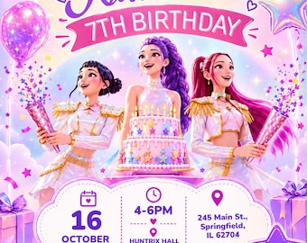 KPOP Demon Hunters Invitation EDITABLE K Pop Birthday Invitation KPOP Demon Hunters kids Birthday invitation K-Pop Demon Hunters Party